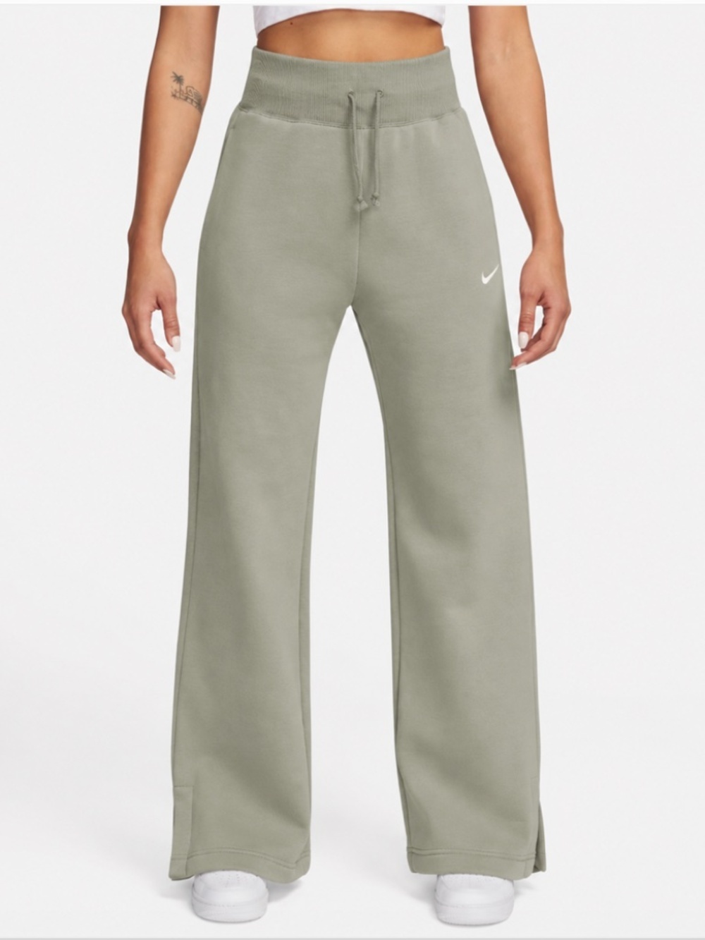 Nike Sportswear Phoenix Fleece High-Waisted Wide-Leg Sweatpant Khaki Grn Size XS